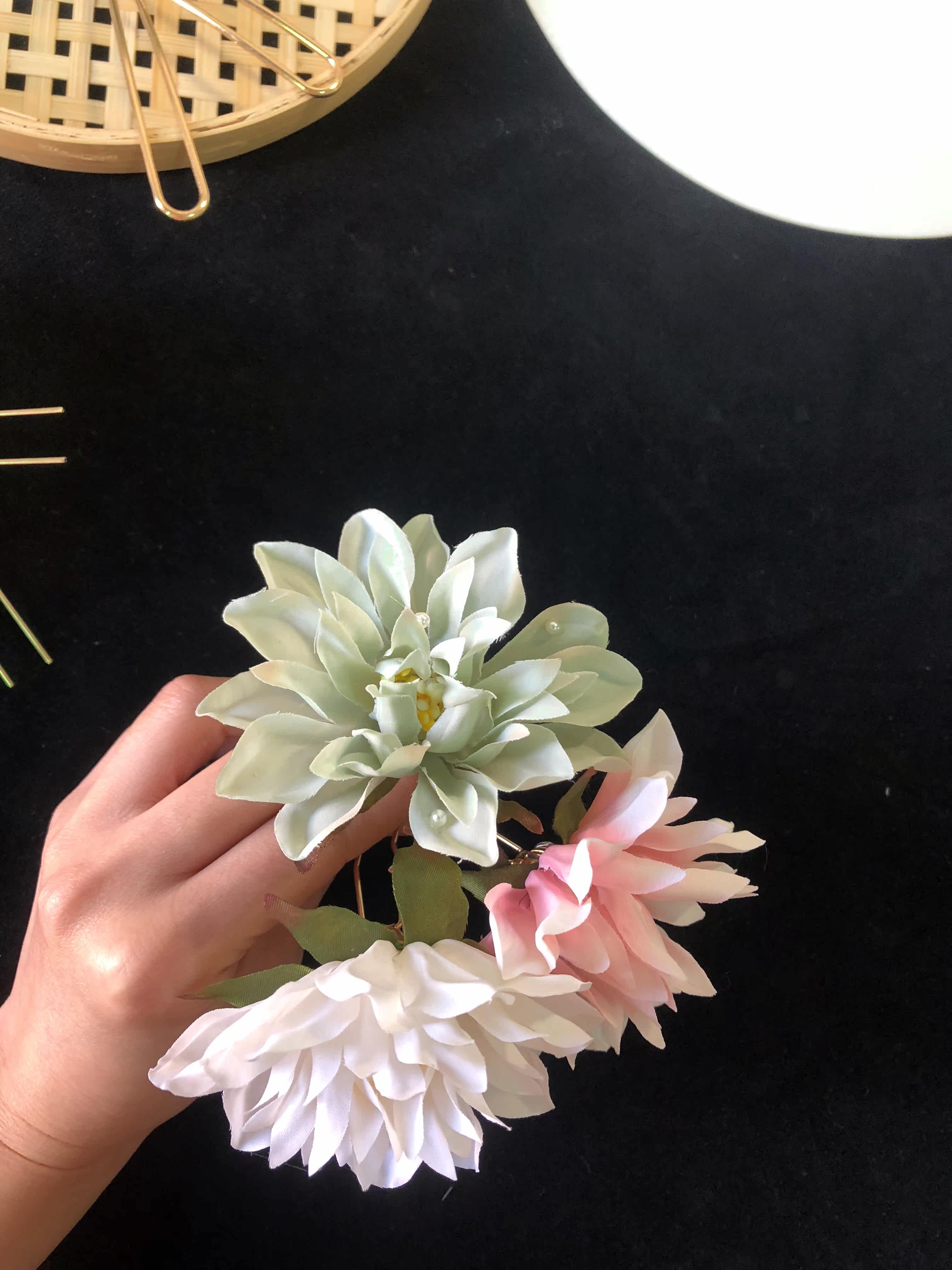 {玉簪花发钗}满68包邮汉服绢花发饰发夹头饰古装古风国风发簪子