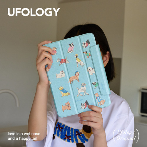 Ufology原创适用ipadair6保护壳pro11/13寸平板mini6保护套air4/5磁吸7/8/9/10代苹果带笔槽air3夏天小狗蓝色 - 图1