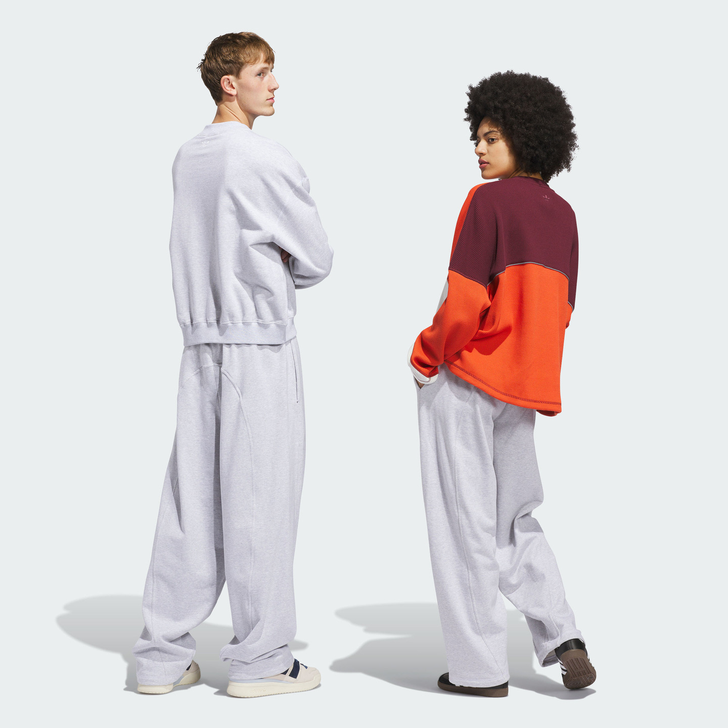 纯棉宽松阔腿直筒运动裤男女新款adidas阿迪达斯官方三叶草JX6164 - 图0