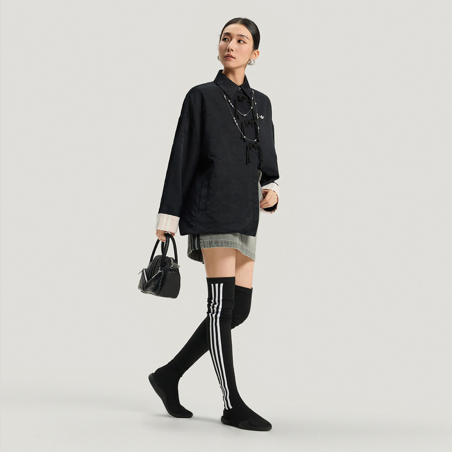 新中式提花休闲宽松运动夹克外套女装秋季adidas阿迪达斯三叶草,淘宝优惠券,粉丝福利购,淘宝优惠卷