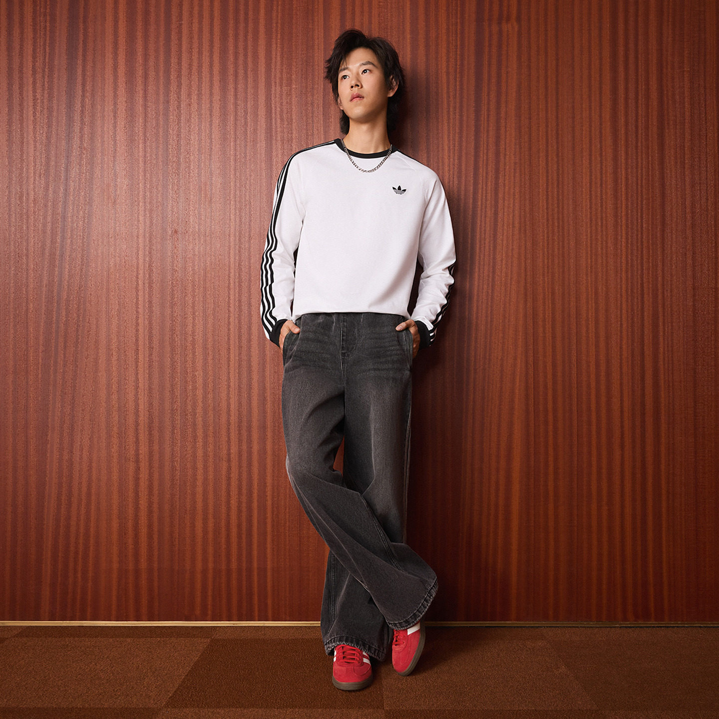 舒适百搭三条纹运动长袖T恤男装新款adidas阿迪达斯三叶草KE3545,淘宝优惠券,粉丝福利购,淘宝优惠卷