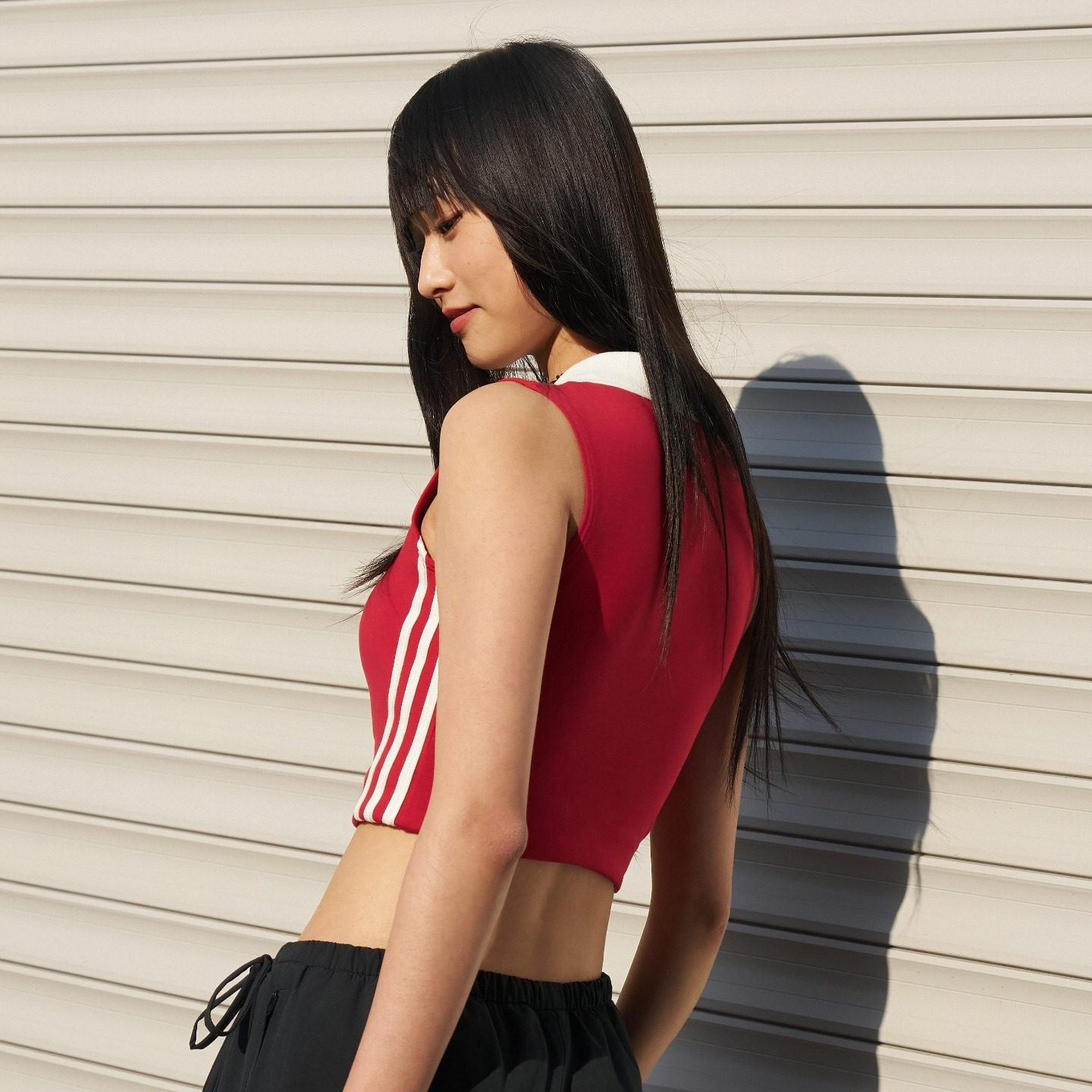 甜酷风针织短款外穿休闲无袖背心女夏季adidas阿迪达斯三叶草