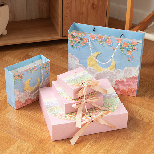 礼物盒油画风礼盒包装盒空盒子生日伴手高级感礼品盒妇女节 - 图1