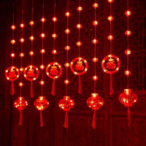 新年彩灯福字led过年氛围灯笼2026新款阳台装饰春节家用闪灯串灯 - 图1