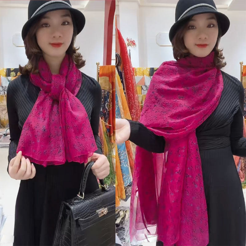 2025新品丝巾纱巾优柔纱长款防晒百搭薄款披肩围巾杭州丝绸春秋冬,淘宝优惠券,粉丝福利购,淘宝优惠卷