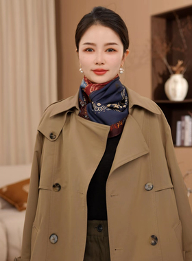 红蓝腰果85*85双面双色方巾围巾