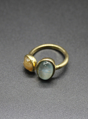 韩in女合金大颗珍珠戒指扶桑花