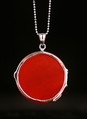 诗美琪 中国红玛瑙925银凤舞本命年礼物红玛瑙项坠吊坠