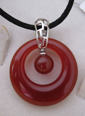 诗美琪首饰甜美民族风古风红色首饰925银红玛瑙乐在其中吊坠