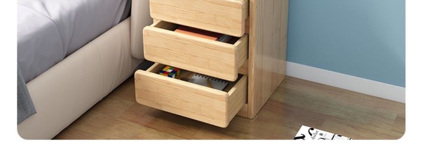 实木床头柜加高超窄小型简约床边柜迷你家用带书架储物收纳小柜子-图2