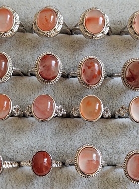 女铜镀银ins戒指圈环镶嵌宝石