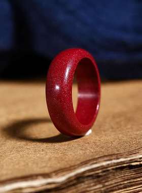 天然高含量朱砂指环女古风扳指