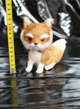 真皮毛黄色儿童房白色仿真动物标本工艺品玩具狐狸包邮摆件礼品