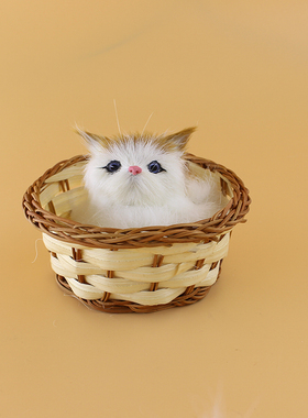 皮毛仿真动物小猫咪艺品包邮摆件