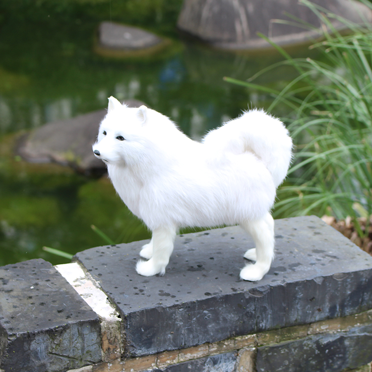 真皮毛仿真动物哈士奇萨摩耶名犬生日礼物礼品家庭摆件仿真狗包邮