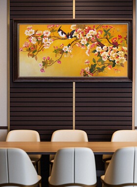 手绘喜上眉梢装饰画工笔花鸟中式