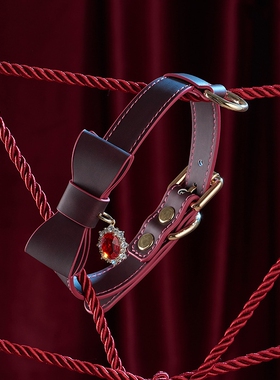 Puppy*温感变色项圈女蝴蝶结宝石吊坠choker项链男牵引链情侣礼物