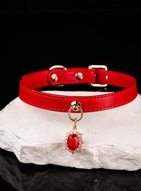 真皮项圈吊坠牛皮choker男女K9外出可戴饰品女M情侣定制刻字脖圈