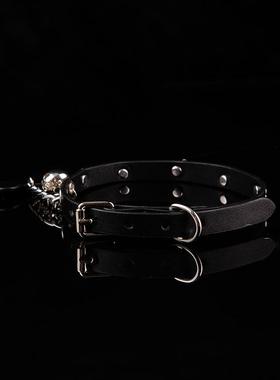 puppy真皮项圈女m小狗颈圈铃铛choker骨头吊坠情侣定制刻字k9脖圈