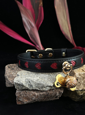 puppy真皮项圈女颈带镂空爱心锁骨链颈环choker情侣定制刻字脖圈