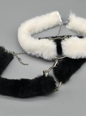 Puppy*猫咪铃铛项圈毛绒choker女冬季氛围感甜美颈饰锁骨链脖圈