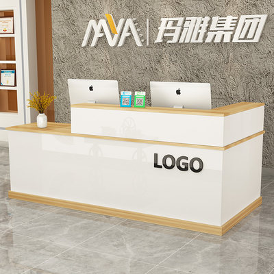 简约现代吧台接待台商用服装店铺收银台理发店美容院小型柜台定制 虎窝淘