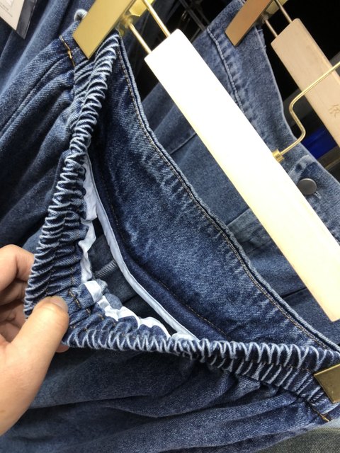 Lace-up A-line denim midi skirt