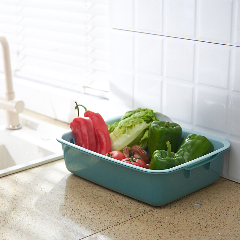 塑料双层洗菜盆沥水篮厨房篮子家用客厅水果盘洗长方形餐具镂空淘-图1