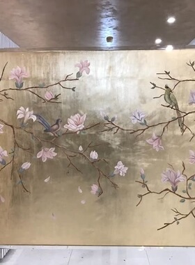 梅花赋新法式中古复古橙色装饰画中古风卧室玄关挂画客餐厅落地画