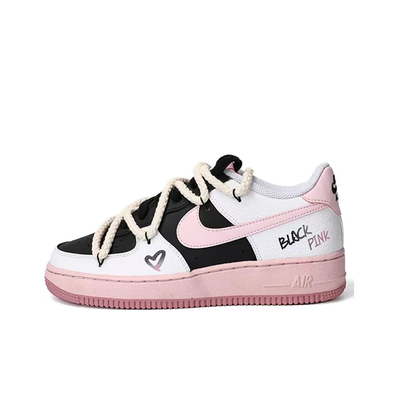 球鞋定制Nike耐克AirForce1Low酷黑莓莓Y2K爱心主题休闲板鞋GS-图3