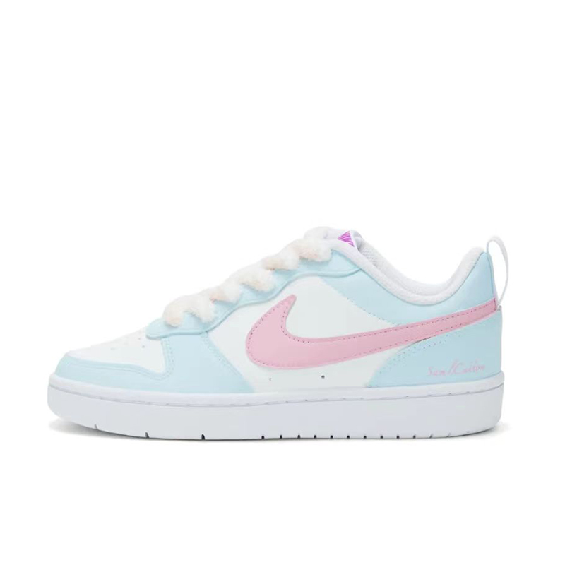 球鞋定制Nike耐克Low2樱花校园SAML多巴胺低帮板鞋女款粉蓝