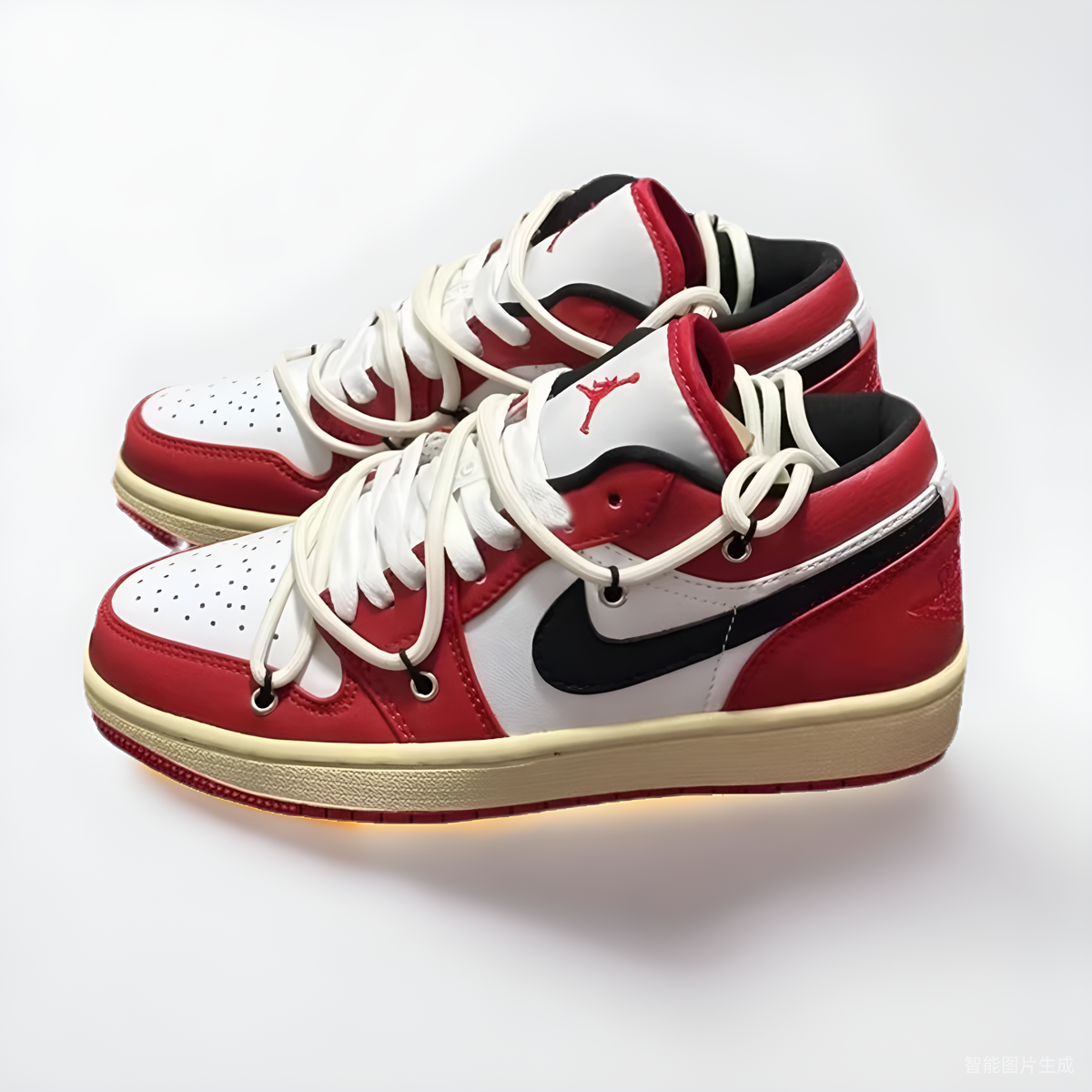 球鞋定制Nike Air Jordan 1Low芝加哥减震防滑低帮复古白红篮球鞋-图3