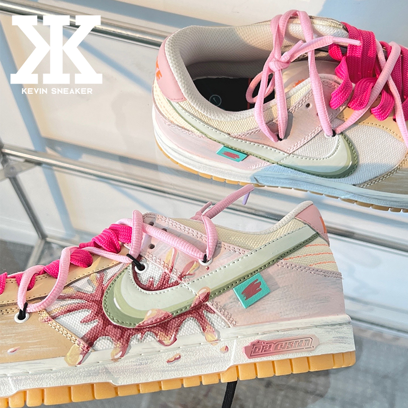 球鞋定制Nike DunkLow脏脏果冻3D立体双鞋带做旧低帮男女运动板鞋-图2