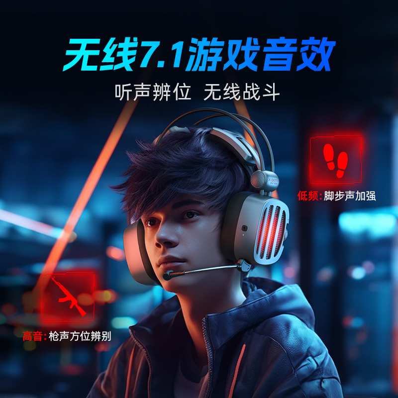 西伯利亚 S21GS 无线2.4G蓝牙游戏耳机头戴式电脑平板电竞耳麦7.1 - 图1