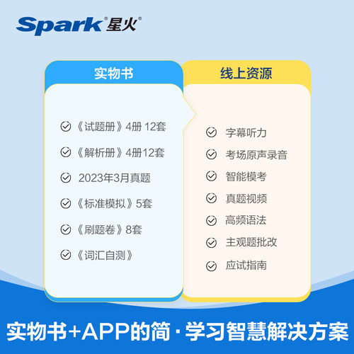 【含6月真题】星火英语六级英语真题试卷备考2024年12月大学英语46四六级历年真题资料通关单词汇模拟听力阅读翻译写作文专项训练 - 图0