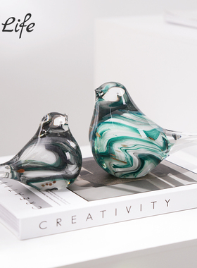 艺术琉璃鸟摆件简约轻奢客厅装饰