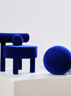 现代简约树脂植绒椅子球书房客厅