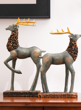 美式复古摆件招财鹿家居客厅礼物