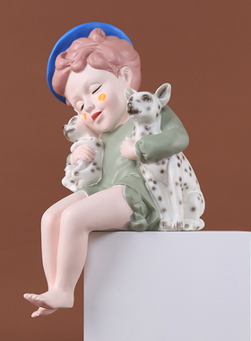 创意小男孩可爱摆件儿童房卧室装饰品少女M心桌面摆设生日礼物轻