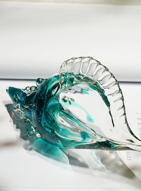 彩色海螺琉璃摆件客厅办公室装饰