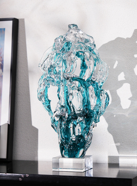 太湖石琉璃发财树摆件现代简约