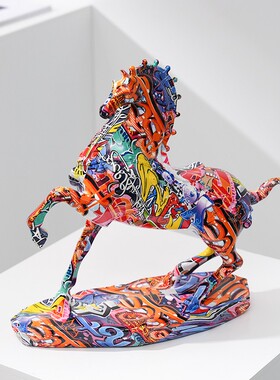 创意轻奢彩色骏马摆件马到成功