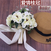 Wedding collar license to take Han-style bridal wedding emulation Rose freshener Wedding Photography Props Hand Holding Flowers