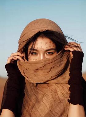 沙漠大西北旅游丝巾女2026新款保暖披肩穿搭百搭春秋冬季头巾围巾