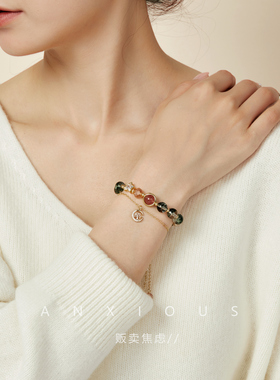 绿幽灵森系水晶手链双层清新手串