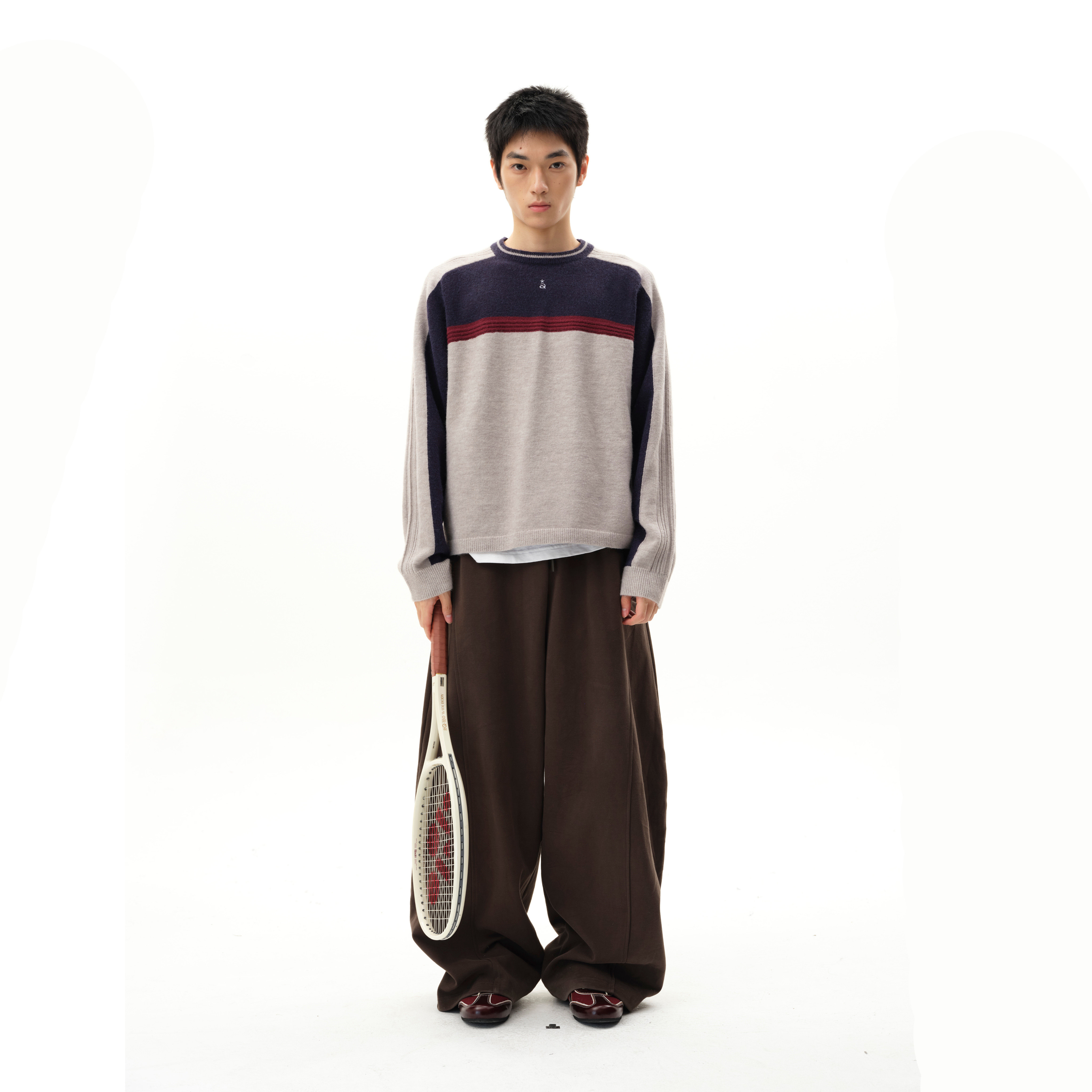 roaringwild a arch 咆哮野兽 撞色拼接圆领秋冬复古针织衫毛衣男,淘宝优惠券,粉丝福利购,淘宝优惠卷