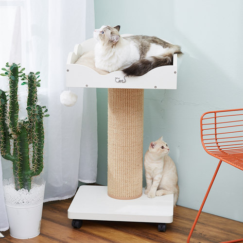 CatS猫家具猫咪床边床窗边床 木制猫床 粗剑麻猫抓柱 H1B包邮 - 图0