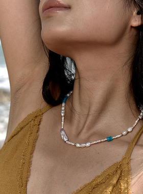 颈链珍珠度假风巴洛克