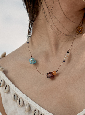 小众度假风项链细丝琉璃