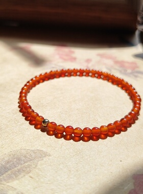 假装一条小红绳，极细红玛瑙串珠